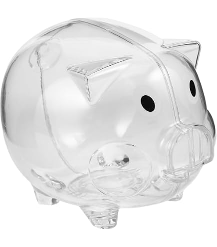 Transparent Glass Piggy Bank - 18cm/7.1in Coin Saver, Holds 500 Coins, Kids & Adults - View #9