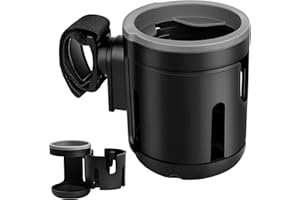 Pinsheng Getränkehalter für Kinderwagen Buggy Zubehör, 2 in 1 Kinderwagen-Aufbewahrungsregal 360° Drehba Kaffeehalter Doppelt Getränkehalter für Trolleys Mountainbikes Kinderwagen Rollstuhl