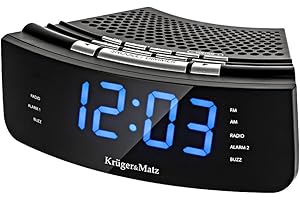 Krüger&Matz KM0813 Radiowecker Uhrenradio Wecker Uhr LED Display UKW FM AM Helligkeitsregler Snooze, schwarz
