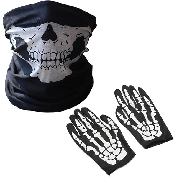 Maschera Teschio E Guanti Scheletro LGZIN - 2 Pezzi Per Halloween, Motocicletta E Sport - Foto 9