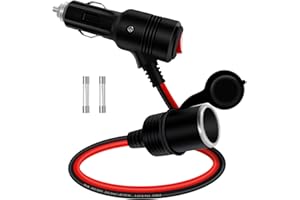 HuaLiSiJi Cavo Accendisigari con Interruttore 12V 24V Prolunga Accendisigari con Interruttore14AWG 15A 20A per Auto, Camion, Camper (0.3m)