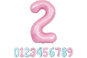 YOYOIN Luftballon 2. Geburtstag Zahl 100 Cm Rosa Luftballons Zahl 2 Riesige Folienballon 2 Helium Zahlenballon für Mädchen Geburtstag Hochzeit, Jubiläum Dekoration