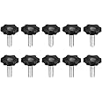 uxcell Clamping Screw Knob, 38mm Dia Plum Hex Shaped Grips Star Knob M8 x 20mm Male Thread, 10pcs