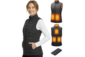 SZNX Gilet Chauffant Femme avec Batterie Incluse – Veste Chauffante Électrique 6 Zones, Gilet Chauffant Hiver Femme 3 Niveaux, Sans Manche, Veste Chauffante Extérieur Froid, Noir
