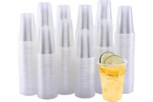 grupo Munditol - 100 Vasos plástico desechables de Polipropileno - Reutilizable, Material Ecológico - Ideal para Fiesta, cumpleaños y Navidad - 200 ml (100)