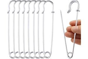 AURORALI Imperdibles de Seguridad Extra Grande, 20 Pcs Premium Acero Inoxidable Safety Kilt Pins para Mantas, Faldas, Kilts, Tejidos de Punto, Manualidades, Plata