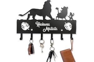 Viiluuxr Metal Key Holder for Decorative Key Organizer Wall Mounted Entryway Key Belt Mask Umbrella Hooks Personalized Key Hanger for Front Door Garden Farmhouse Bedroom, Black 12 Inch. (Lion)