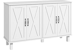 HOMCOM Credenza 2 Ante con Ripiani, Credenza Multiuso in MDF a 4 Livelli con 2 Ripiani Regolabili per Soggiorno, Cucina e Ingresso, 120x37x75 cm, Bianco