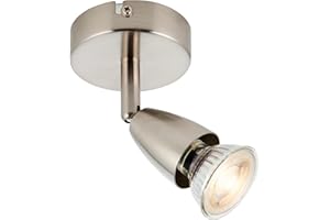 National Lighting Amalfi Single Decorative Satin Nickle Finish GU10 LED Compatible Adjustable Ceiling Wall Spotlight