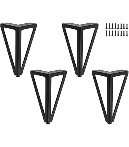 4 Stück Dreieck Möbelfüße Schwarz - 15cm Metall Füße Für Schrank, Tisch & Sofa