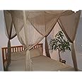 OctoRose 4 Poster Bed Canopy Netting Functional Mosquito Net Full Queen King (Brown)