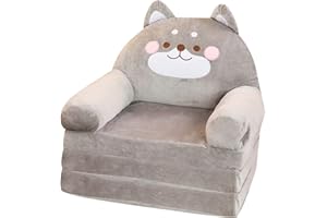 CORLIDEA Sofá cama para niños sin esponja de relleno, 2 en 1 de felpa, diseño lindo respaldo cómodo de dibujos animados, funda de sofá para niños, sillón de dormitorio (GY2-D, One Size)