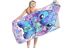 Gujey Toalla de baño Stitch, Towel Beach Stitch Toalla de Playa de Microfibra Ultraligera y de Secado rápido Toalla Viaje y Toalla Piscina para niños, Adolescentes y Adultos 150 * 75cm