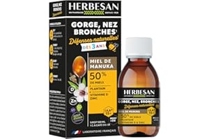 HERBESAN® - SIROP ENFANTS GORGE, NEZ & BRONCHES MANUKA IAA15+ (MGO514+) - Défenses naturelles - Dès 3 ans- Fabrication Française - Flacon de 100 ml