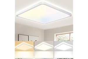 Seruno X Lampe de salle de bain 29 cm 24 W 3200 lm 6000 K/4000 K/3000 K IP54 étanche ultra mince plafonnier carré pour cuisine, chambre à coucher, toilettes, porche, couloir, salon, bureau