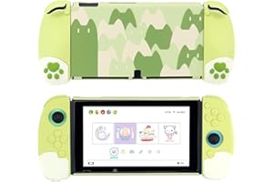 GeekShare Słodkie, ergonomiczne etui ochronne, kompatybilne z konsolą Nintendo Switch OLED i Joy Con, amortyzujące uderzenia i odporne na zarysowania, smukłe etui ochronne do modelu Switch OLED – zielone