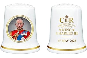 ELGATE König Charles III Krönung Fingerhut auf Rückseite Karte Memorabilia Souvenir Geschenk (von LILAJ)