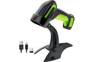 Tera Pro Lector de código de Barras QR de Calidad Industrial 2D Inalámbrico 1D Escáner de Mano 2.4G Inalámbrico + Bluetooth Excelente Resistencia a caídas (3 m) con Soporte súper Estable, 8100
