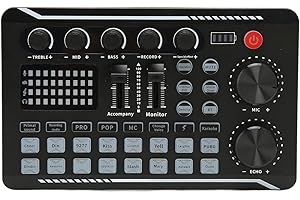 ZUNATE Tablero Mezclador de Sonido, F998 Versión en Inglés Tarjeta de Sonido Externa Profesional, Tablero de Efectos de Sonido Mezclador de Sonido Tarjeta de Sonido de Cambio de Voz, con