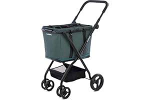 Carlett - Cube S | Carro de la Compra Plegable + Bolsa Extraíble | Cesta Convertible en Bolso | Tejido Impermeable | Ruedas 360° Desmontables | Diseño Compacto y Elegante | Pine