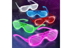Mossoko Neon Party Glasses - LED Light Up Glasses Glow for Birthday Festival Wedding Club 80s Dance Rave Disco Flashing Party Supplies Favors Novelty Props