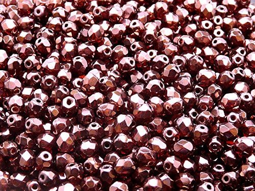 100pcs Czech Fire Polished Beads, Round 4 mm, Ruby Vega Luster (Red Transparent Vega Luster)