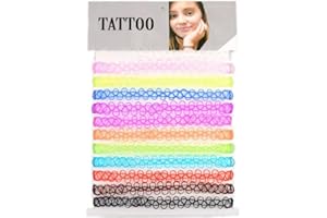 CHUANGOU 12 Pezzi Collana Girocollo Bambina, Collana Elastica, Collane Elastiche Girocollo Tante Gradazioni di Colore, per Ragazze, Bambina, Donna