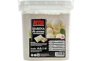 Harina de Avena - Mega Plus 2kg: Energia Sostenida y Nutricion Completa para Deportistas con Carbohidratos, Proteínas y Vitaminas Esenciales, Sin Azucar Añadido, 6 Sabores (Chocolate Blanco)