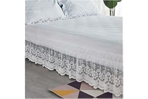 POIUYT Elástica Falda Cama Rodea Wrap Around Tejido de Tres Caras 135/150/180x200 Elegante Funda de Somier, Transpirable, con Diseño de Flores Elásticas (Color : A, Size : 150 * 200+38cm)