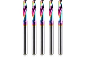 HOZLY Fraises à défoncer CNC à cannelure unique 4 mm, tige de 4 mm, diamètre de coupe de 15 mm,fraise d'extrémité en alliage de carbure de tungstène solide, fraise à revêtement DLC pour aluminium, lot de 5