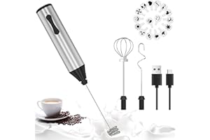 Ozvavzk elektryczny spieniacz do mleka z trzema trzepaczkami, USB-C, możliwość ponownego ładowania, stal nierdzewna, elektryczny spieniacz do mleka z regulacją prędkości