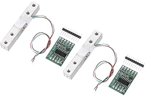 QUARKZMAN 2 Stück Digitale Wägezelle 20KG + HX711 Module Weighing Sensor 24 Bit Precision A/D Dual-Channel for DIY Portable Electronic Kitchen Scale Kit