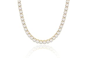 KissYan Tennis Necklace for Women, 14K/White Gold Plated Diamond Cubic Zirconia Baguette Tennis Chain Chunky Choker Necklace Dainty Jewelry Gifts