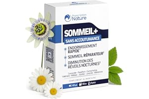 Prescription Nature - SOMMEIL + - Complément Alimentaire pour Mieux Dormir - Mélatonine (1,90 mg) + Complexe de Plantes - Apaisant, Sommeil Naturel et Réparateur - Fabrication Française - 60 Gélules