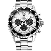 ساعة يد ORIENT Sports Diver Mako Solar Chrono تعمل بالطاقة الشمسية كرونوغراف يومية للرياضات تحت الماء من الفولاذ RA-TX02، باندا، رياضية