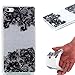 Huawei P8 Lite Case,Huawei P8 Lite Bling Case,Leeook Creative Shiny Glitter Hard Back Cover Pretty Black Flower Pattern Slim Fit Soft Tpu Frame Silver Silicone Rubber Case Cover for Huawei P8 Lite+ 1x Black Stylus-Silver,Black Flower