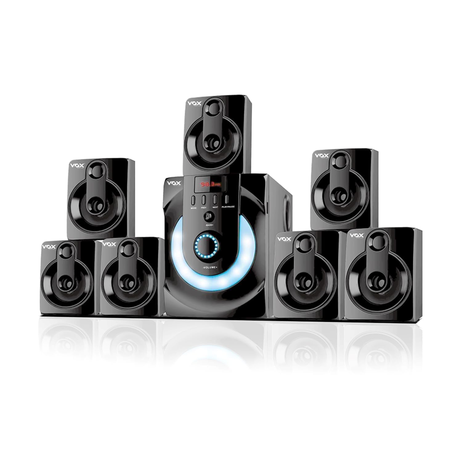 IKALL Vox V7171 Home Theater 7.1 Channel Multimedia Speaker System (BT, Aux, USB and FM Connectivity) - Midnight Black