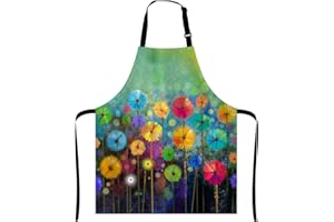 Wasach Colorful Spring Petal Flowers Apron,Adjustable Neck Bib Apron for Men Women,Suitable for Kitchen Cooking Waitress Chef Apron