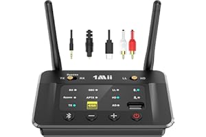 1Mii B03S HiFi Bluetooth 5.3 Adapter mit USB-Treibereingang & DAC, aptX Adaptive/HD/LL, 3-in-1 Sender & Empfänger für TV, Lautsprecher & Stereoanlage, Optisch/RCA/AUX-Anschlüsse