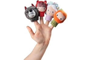 LILLIPUTIENS - Set di marionette da dito Cappuccetto Rosso - 4 personaggi adorabili per inventare storie - Giocattolo educativo - Marionette a mano per bambini - Gioco educativo - Dai 12 mesi - 83405