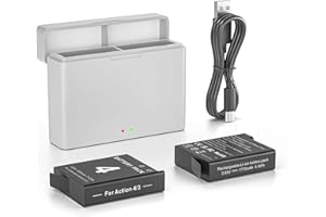 NATNO Batería para dji Osmo Action 5 Pro/4/3, 2 Baterías de Repuesto（1850mAh）con Cargador Rápido USB de 2 Canales Compatible con dji Osmo Action 5 Pro, Osmo Action 4, Osmo Action 3 Acción Cámara