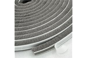 JITIFAZH Self-Adhesive Brush Weather Stripping, 5m(L) x 9mm(W) x 5mm(T) Window Frame Seal Weatherstrip, Door Seal Strip Draught Excluder, Gray