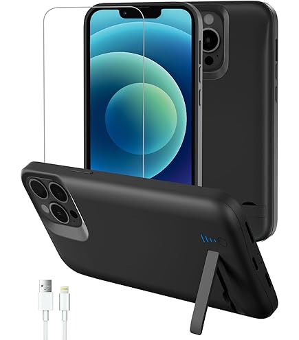 Gladgogo Batterij Case voor iPhone 12/12 Pro, 6000mAh Draagbare Opladen Case met Kickstand Oplaadbare Backup Charger Cover, Zwart Gladgogo Batterij Case voor iPhone 12/12 Pro, 6000mAh Draagbare Opladen Case met Kickstand Oplaadbare Backup Charger Cover, Zwart