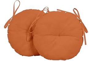 Vargottam Outdoor Porch 15 inch Round Bistro Chair Cushion- Waterproof Seat Chair Pad For Home/Office- Set Of 2 Coral Orange