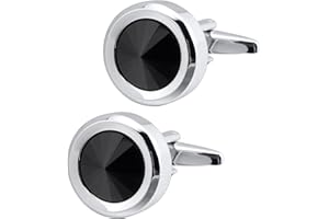 Jonwo Rund Kristall Manschettenknöpfe für Herren In Geschenkbox Silber und Gold Manschettenknöpfe Men Cufflinks Hochzeit Hemd Manschetten Tanzparty Ferien Jubiläum Kleid