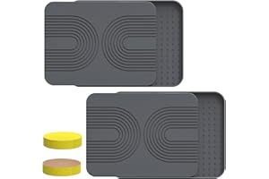 Kalawen 2 PCS Stone Drying Mat, Quick Dry Stone Mat Kitchen, 16.14 × 12.4 Inch Removable Diatomaceous Earth Mat Suitable for Any Surface in Kitchens, Bathrooms(Grey)