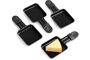 ‎HENGBO Raclette Pfännchen Ersatz Mini Pfännchen Raclette Edelstahl Antihaftbeschichtet für den Raclette Grill Zubehör, 18x8x1.5cm,4 Stück
