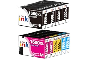 ST@R INK Starink 1500XL Cartouches d'encre pour Canon PGI-1500 1500XL pour Canon Maxify MB2150 MB2750 MB2155 MB2350 MB2050 MB2000 MB2300 (4 x Noir, 2 x Cyan, 2 x Magenta, 2 x Jaune)