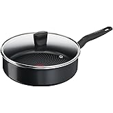 Tefal Start'Easy C26732 Sauté Pan with Cover 24 cm Aluminium Titanium Non-Stick Coating Thermo-Signal Technology Thermo-Fusio