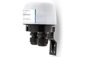 HUBER Twilight 10 Interruttore crepuscolare per esterni, sensore crepuscolare regolabile [5-50 Lux], protezione IP65 I interruttore crepuscolare a superficie 230V, 2 entrate cavi